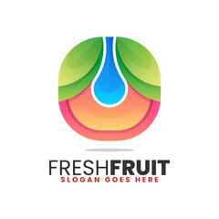 Vector Logo Illustration Fresh Fruit Gradient Colorful Style.