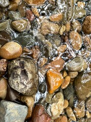 Light brown rock texture. Rough mountain surface. Close-up. Beige stone background with space for design. Web banner. Wide. Panoramic. Sandstone. Solid, rocky, slate.