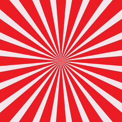 Red and white sun rays. Radial beams rotate. Abstract. Vintage red sunburst background.