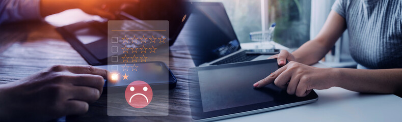 Customer Experience dissatisfied Concept, Unhappy Businessman Client with Sadness Emotion Face on...