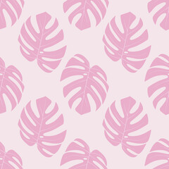 Seamless pattern with tropical leaves.