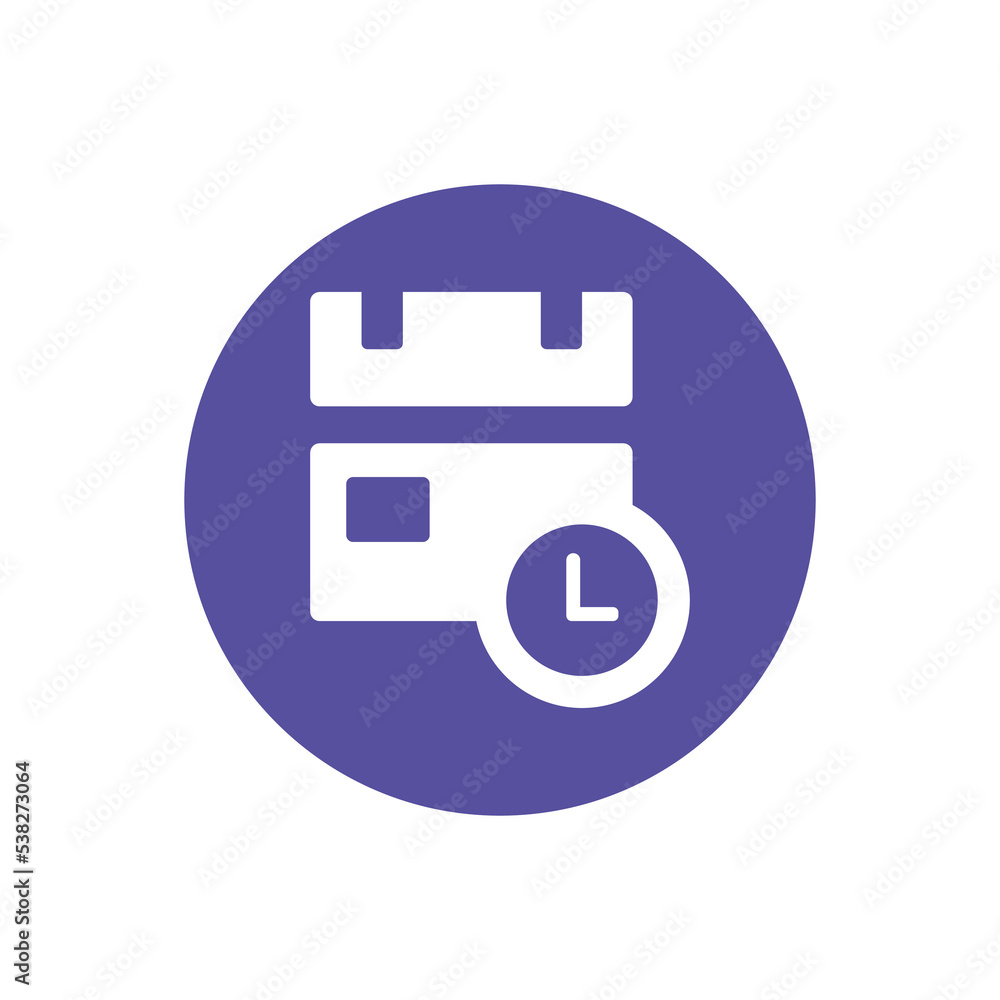 Poster study schedule icon vector in trendy and unique design style in purple color. simple symbol concept 