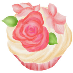 floral cupcake watercolor