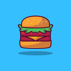 Burger Food Illustration Logo Design Vector