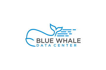 Blue whale logo design modern technology data center icon symbol