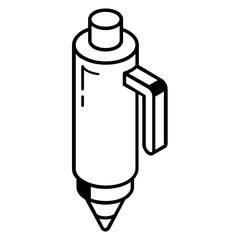 Ready to use isometric line icon of ballpoint 
