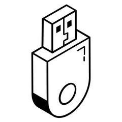 Ready to use line isometric icon of usb 