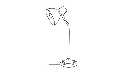 Continuous line of Lamp on the table. Vector illustration