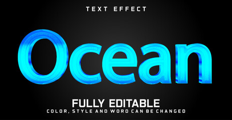Editable Ocean text style effect glitter texture