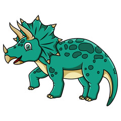Cartoon triceratops on white background