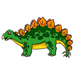 Cartoon happy stegosaurus on white background