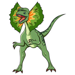 Cartoon Dilophosaurus isolated on white background