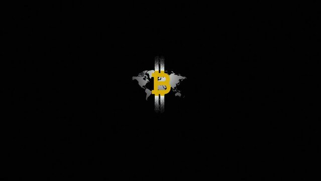 Bitcoin logo and background with imperfect motion - Bitcoin Noise glitches overlay video. Bitcoin Digital Video Glitch Malfunction - Film Noise on Analog TV Screen VHS, Bitcoin video - Blockchain