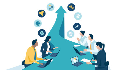 Business Strategy. Growth. Successful Business Plan. Business vector illustration.