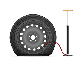Hand air pump and flat tire