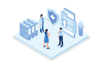 Business management, Characters planning project tasks, isometric vector modern illustration