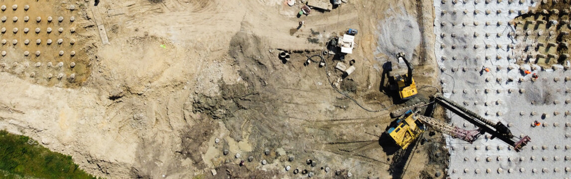 Aerial Photo Busy Industrial Construction Site