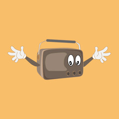 cute radio cartoon mascot illustration vector icon
