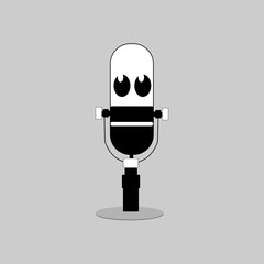 cute microphone cartoon mascot illustration vector icon