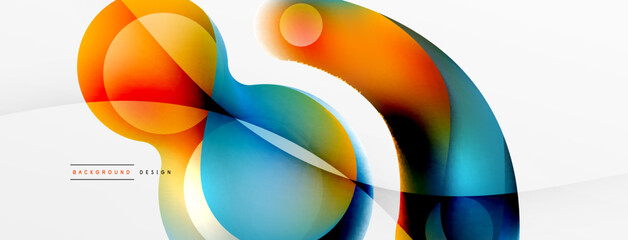 Fototapeta premium Fluid abstract background. Liquid color gradients composition. Round shapes and circle flowing design for wallpaper, banner, background or landing