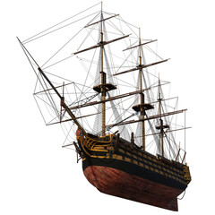 3D Rendered Fantasy Sailing Ship on Transparent Background © diversepixel