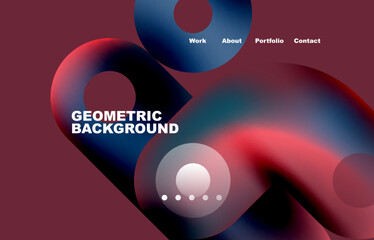 Circles and round shapes landing page abstract geometric background. Web page for website or mobile app wallpaper