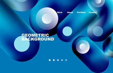 Website landing page abstract geometric background. Circles and round shapes. Web page for website or mobile app wallpaper
