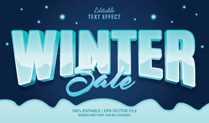Winter sale text effect style. Editable text effect theme winter season.