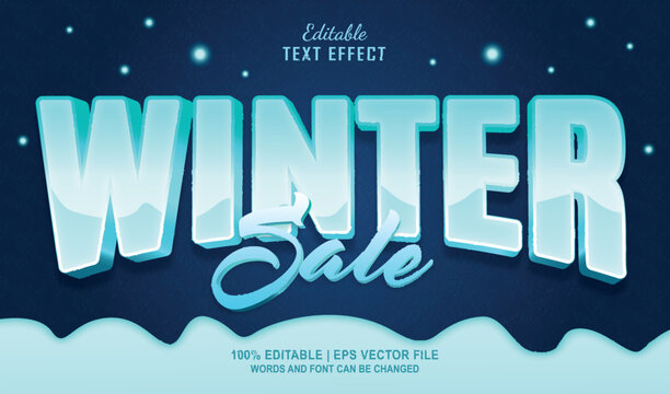 Winter sale text effect style. Editable text effect theme winter season. 