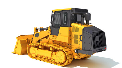 Track Loader heavy construction machinery 3D rendering on white background