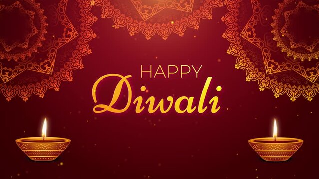 Happy diwali greeting motion background with diya lamp. Happy deepavali animation.