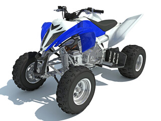 Quad ATV Sport Bike 3D rendering on white background