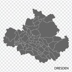 High Quality map of Dresden is a city  The Germany, with borders of the districts. Map Dresden for Saxony your web site design, app, UI. EPS10.