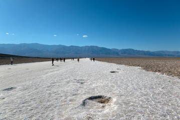 Badwater Basin - hotest and lowest place in north America; Death valley Naciaonal park, California, USA.