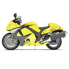 Sport Motorcycle 3D rendering on white background