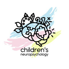 Vector logo for pediatric neuropsychology. Pediatric neuropsychology. Design element for children's centers, clinics, psychologists. Child psychiatry, psychologist for children. Children's health.