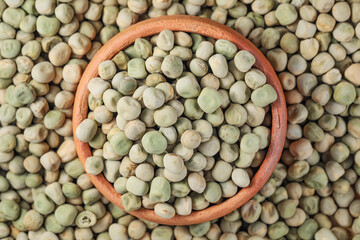 Green Pea (Green Matar, Sweet peas). Garden peas in Pottery