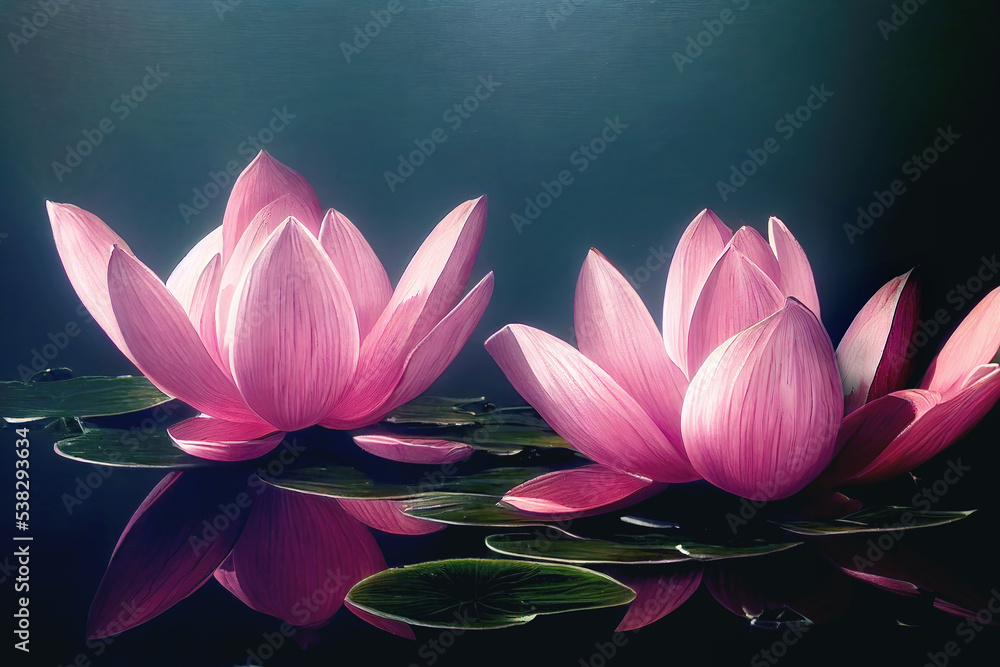 Poster beautiful lotus flower on abstract background.. flower in lake
