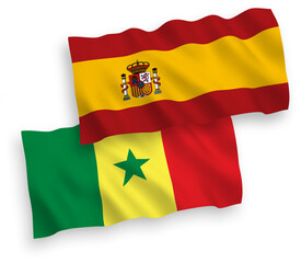 Flags of Republic of Senegal and Spain on a white background