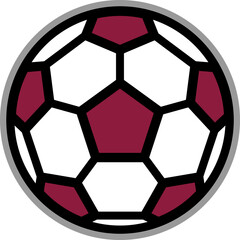 Classic soccer ball icon in Qatar flag colors