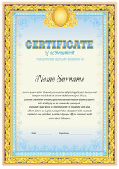 Certificate template. Reward or honor blank for official documents.