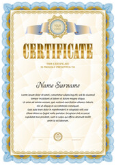 Certificate template. Reward or honor blank for official documents.