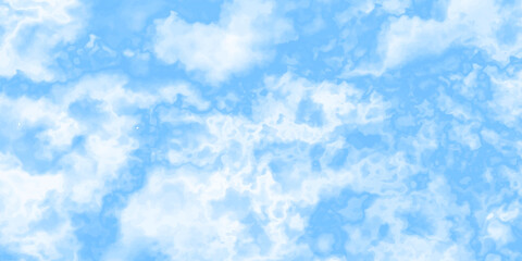 blue sky with clouds. Light sky blue shades watercolor background. Sky Nature Landscape Background. sky background with white fluffy clouds.>< - obrazy, fototapety, plakaty