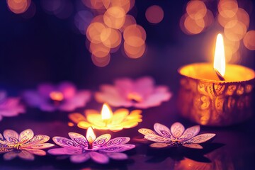 Obraz na płótnie Canvas diwali festival colorful background for beautiful holiday greetings card. indian diya