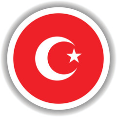 Turkiye flag round shape Vector