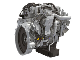 Car Engine 3D rendering on white background