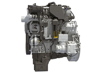 Car Engine 3D rendering on white background