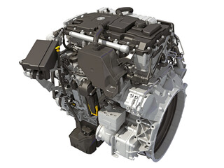 Car Engine 3D rendering on white background