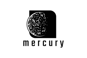 Vintage Retro Mercury Planet Symbol for Space Science Logo Design Vector