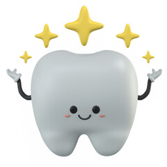 3d cute tooth mascot cartoon character illustration